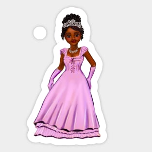 Princess Coco in purple / lavender  ! beautiful  black girl with Afro hair, brown eyes and dark brown skin. Hair love ! Sticker